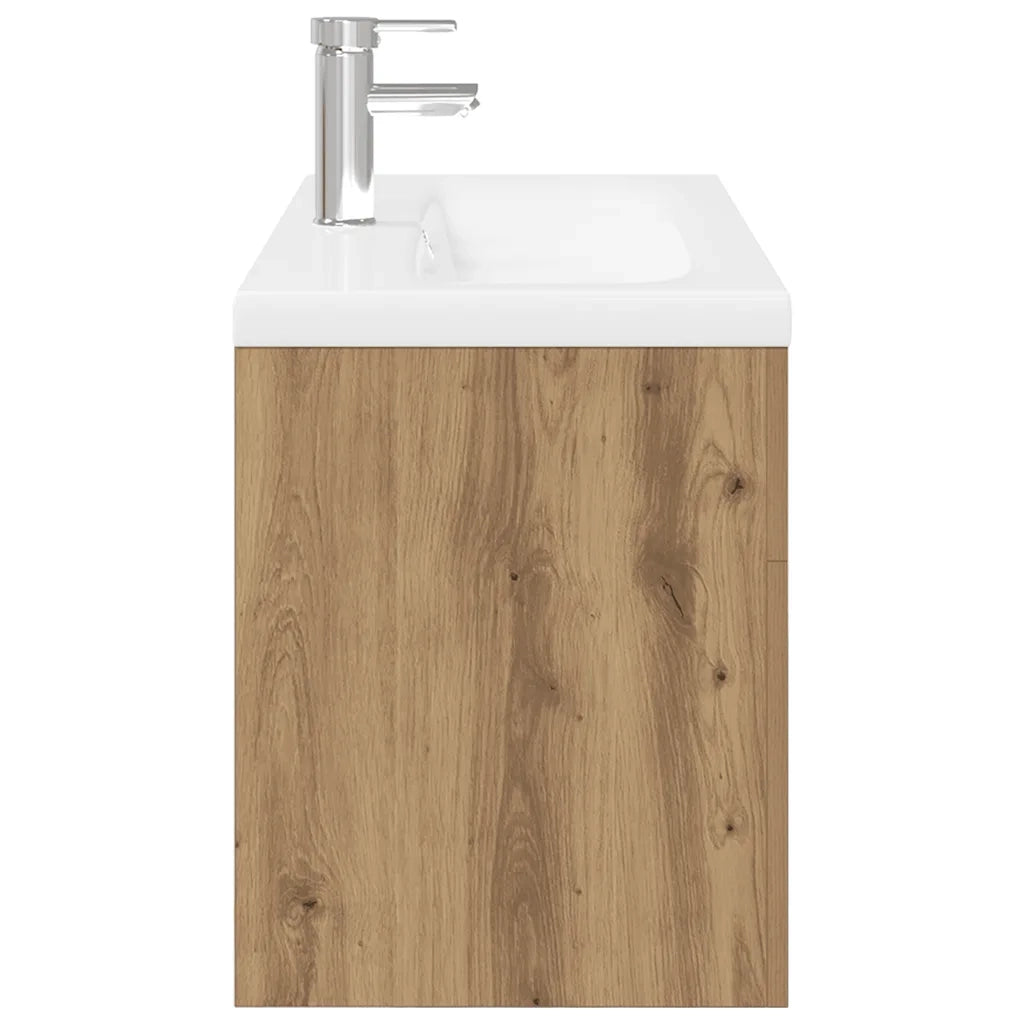 Mobile Bagno Lavabo | Armadio Lavabo Integrato Rovere Artigianale in Truciolato