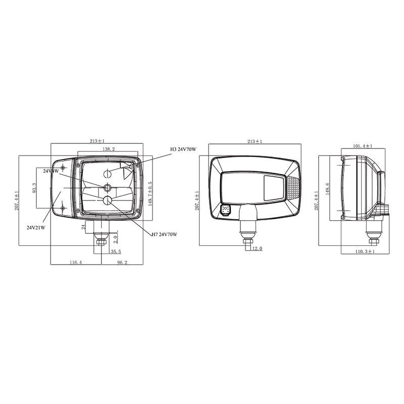 Set di fari anteriori con indicatori di direzione destro e sinistro 12V HR-A-035 Breckner Germany