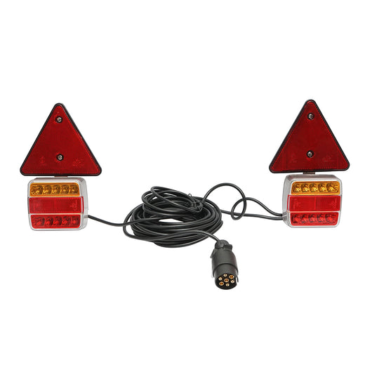 Set di luci magnetiche a LED per rimorchi con triangoli riflettenti, spina a 7 pin, cavo da 2,5 m, cavo spina = 7,5 m
