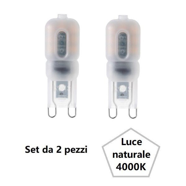 G9 SET 2 LAMPADINE A LED 2,2W LUCE NATURALE 4000K 190 LUMEN FAN EUROPE
