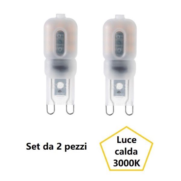 G9 SET 2 LAMPADINE A LED 2,2W LUCE CALDA 3000K 190 LUMEN FAN EUROPE