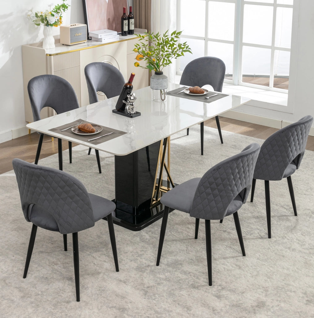 Sedia imbottita 47x44x84 cm con schienale; velluto e piedini regolabili grigio