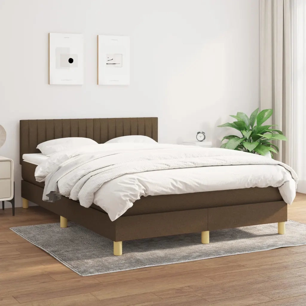Giroletto a Molle con Materasso Marrone Scuro 140x200cm Tessuto 3140780