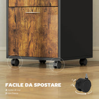 Mobiletto Ufficio con Cassetto e Ruote 40x35x60 cm in Legno Marrone