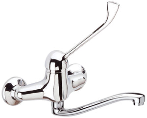 Rubinetto per lavello a muro con leva lunga e bocca a s girevole - serie kiss