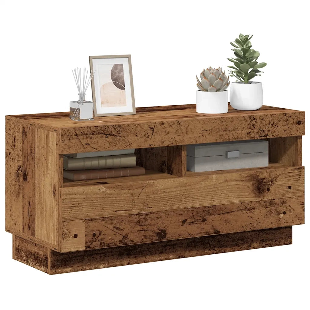 Mobile Porta TV con LED Legno Antico 80x35x40 cm Multistrato