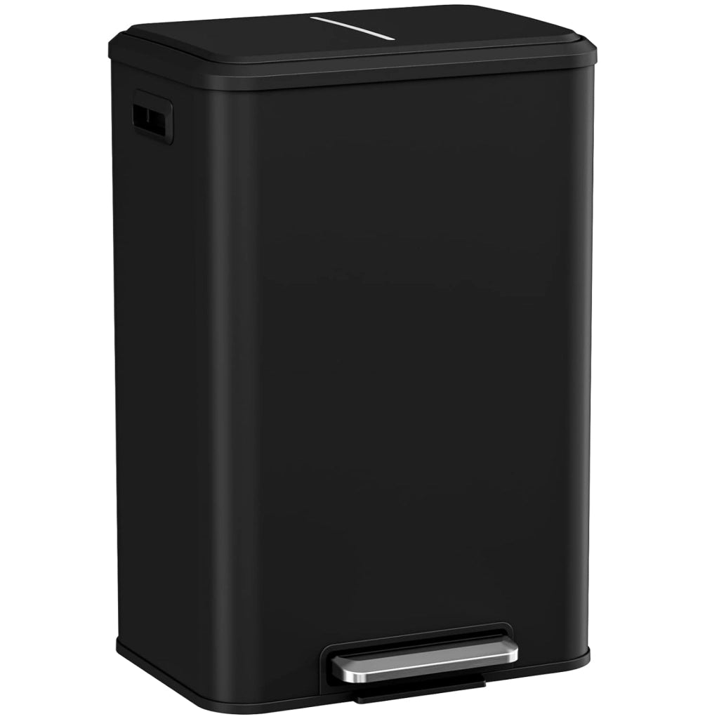 Pattumiera da cucina, 40 l, con secchio interno, con coperchio, chiusura morbida, pattumiera a pedale in acciaio, pedale, per ufficio, famiglia, colore nero