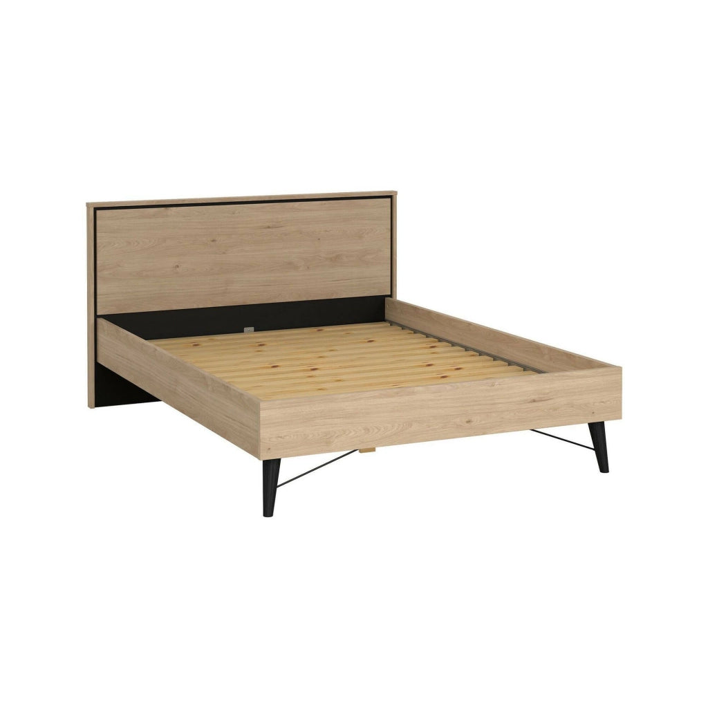 Letto piazza e mezza Elida, Sommier per camera da letto, Giroletto per stanza, Struttura porta materasso, 206x153 h91 cm, Rovere