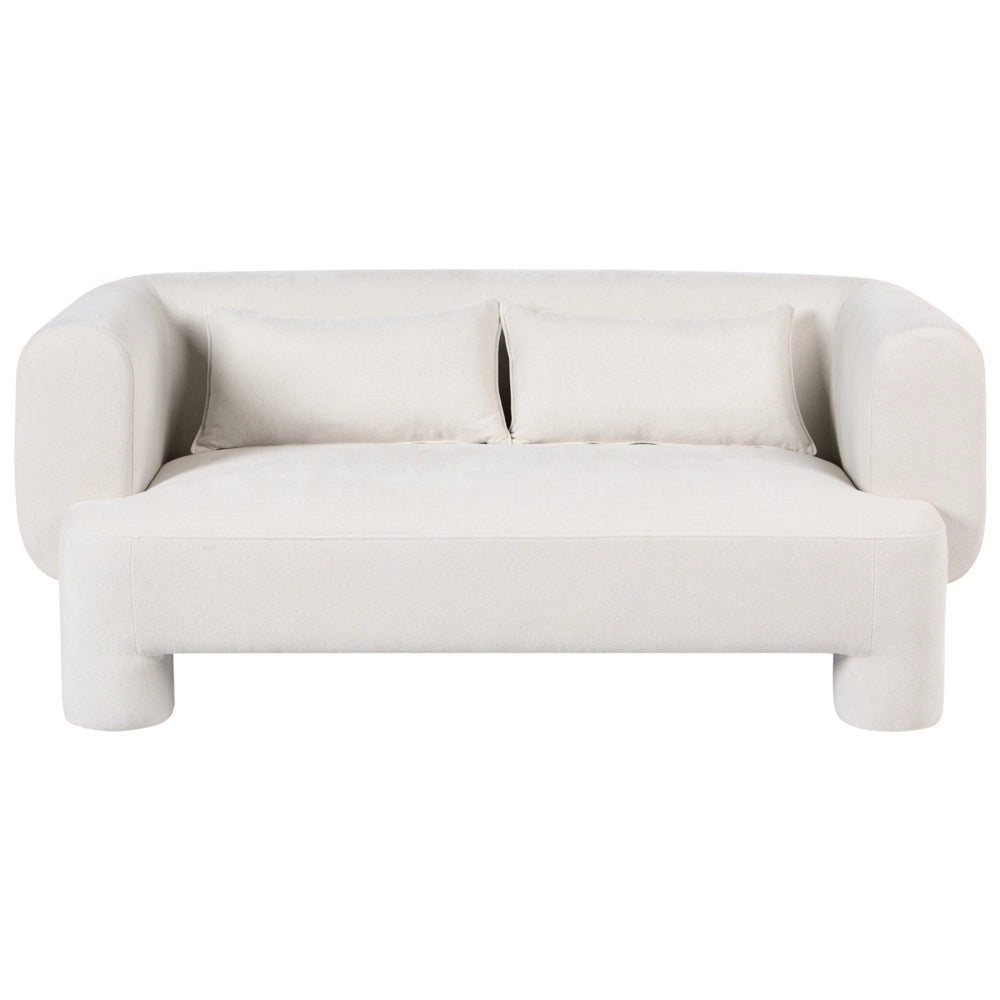 Set da salotto Divano a 3 posti in tessuto bianco morbido e sinuoso Poltrona Loveseat Stile retrò minimalista