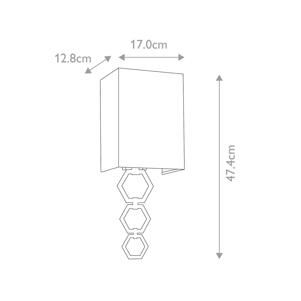 Applique Ria con paralume 17 cm cromo esagoni E27 Elstead
