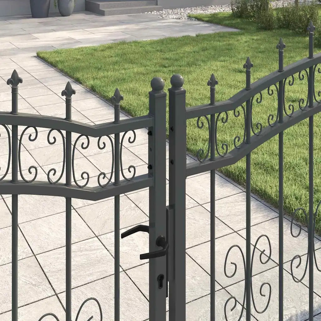 Cancello con Punta a Lancia KAMPEN 305 x 125 cm Acciaio Grigio 42009044
