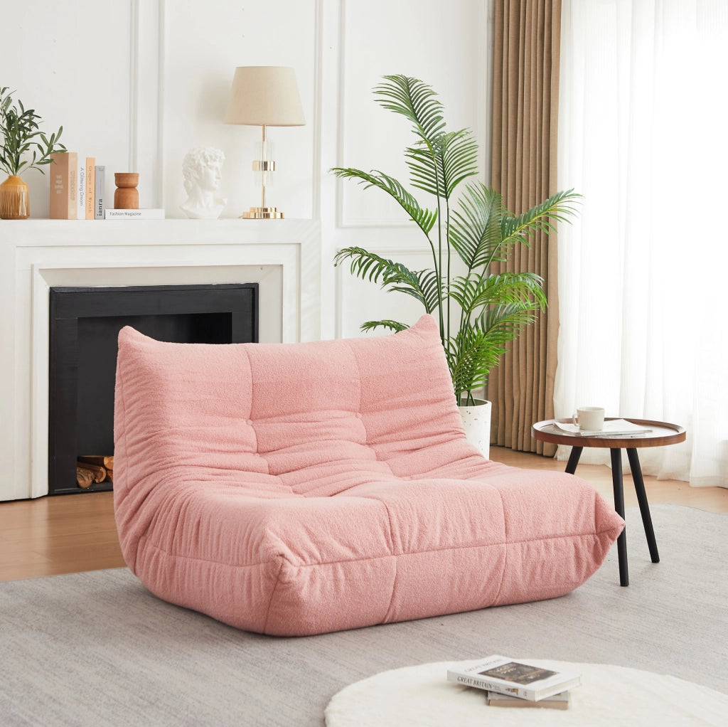 Poltrona lounge modulare rosa in ciniglia teddy, senza montaggio