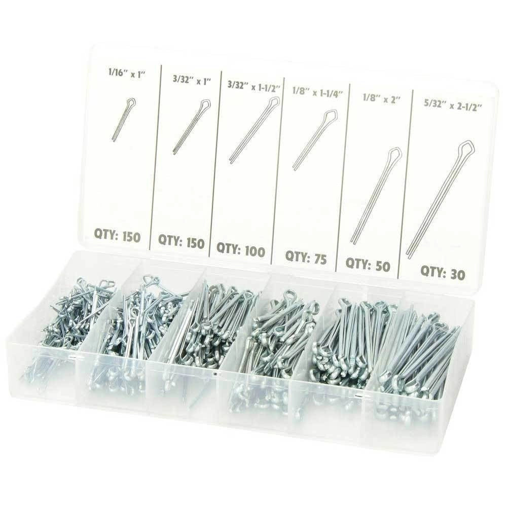 Trade Shop - Set Assortimento 555 Pezzi Coppiglie Perni Fermi Di Sicurezza Varie Misure -
