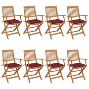 Sedie da Giardino Pieghevoli 8 pz con Cuscini Massello Acacia cod mxl 45112