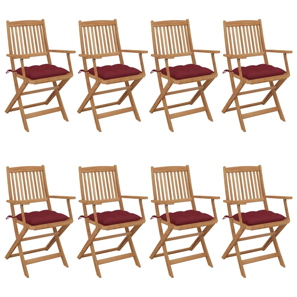 Sedie da Giardino Pieghevoli 8 pz con Cuscini Massello Acacia cod mxl 45112