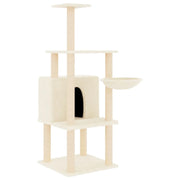 Tiragraffi per gatti torre per arrampicata giocattolo piattaforma per arrampicata con tiragraffi in sisal 132 cm crema 02_0022468