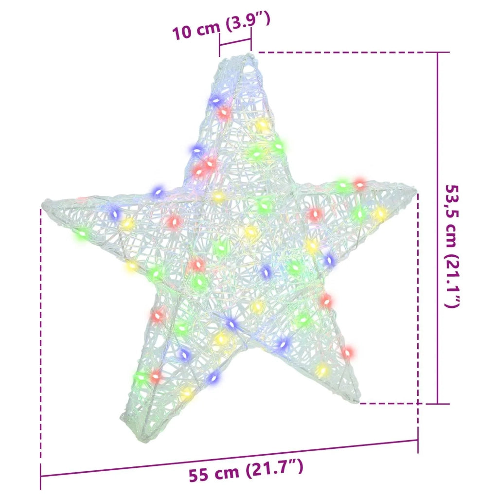Stella 3D con 50 LED Multicolore 55 x 53.5 x 10 cm Acrilico