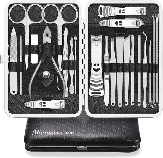 Set di Manicure Professionale con 23 Pezzi di Acciaio Inossidabile per Casa e Viaggio