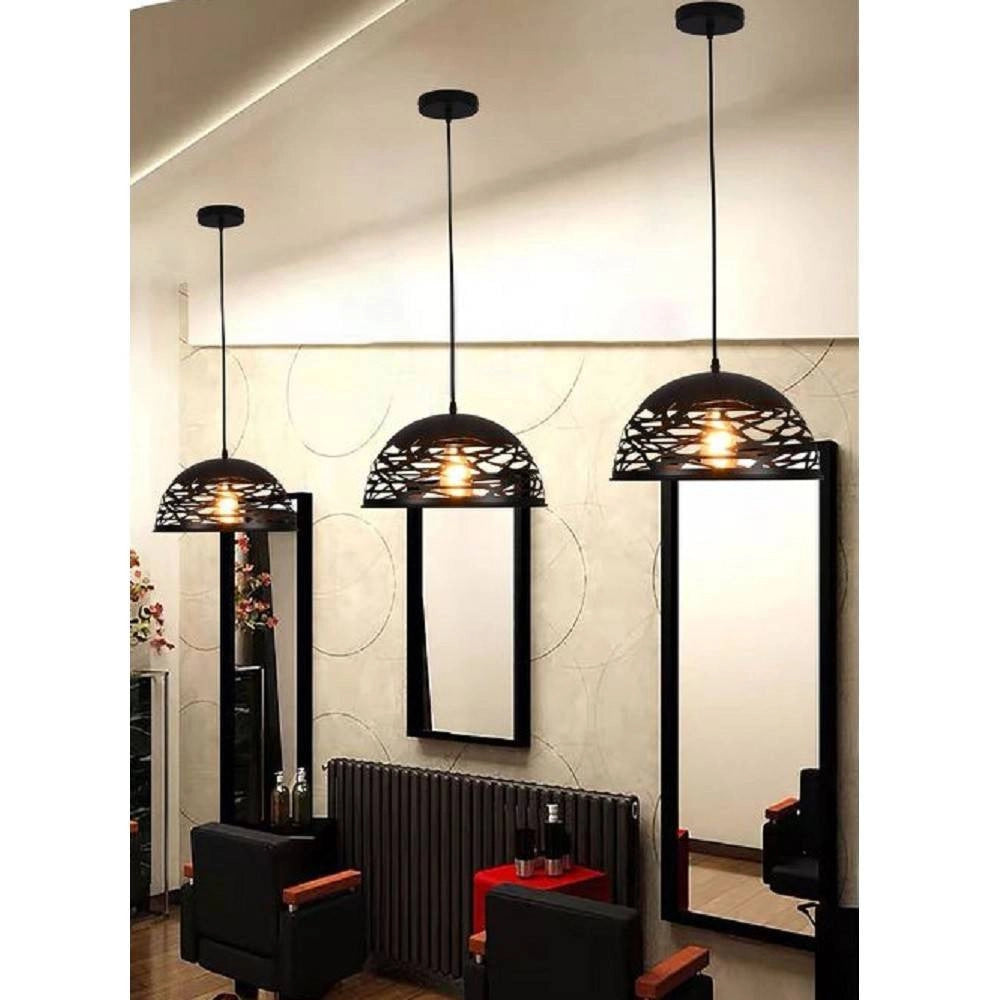 Trade Shop - Lampadario Design Contemporaneo Paralume Metallo Traforato Sospensione E27 A37 Nero -