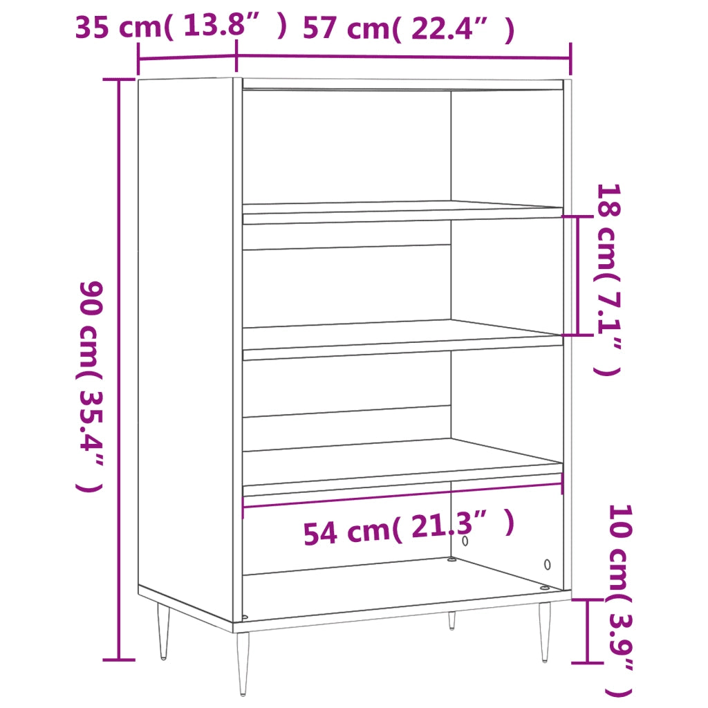 Credenza Rovere Marrone 57x35x90 cm in Legno Multistrato 827227