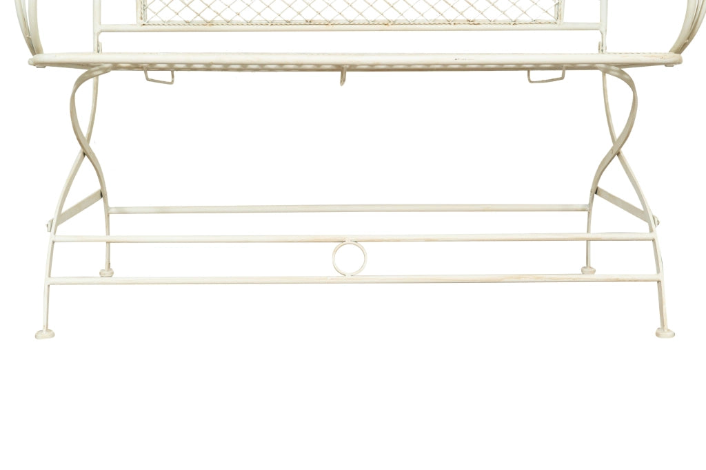 Biscottini Divanetto/panchina in ferro battuto finitura bianca anticata 120x52x79 cm