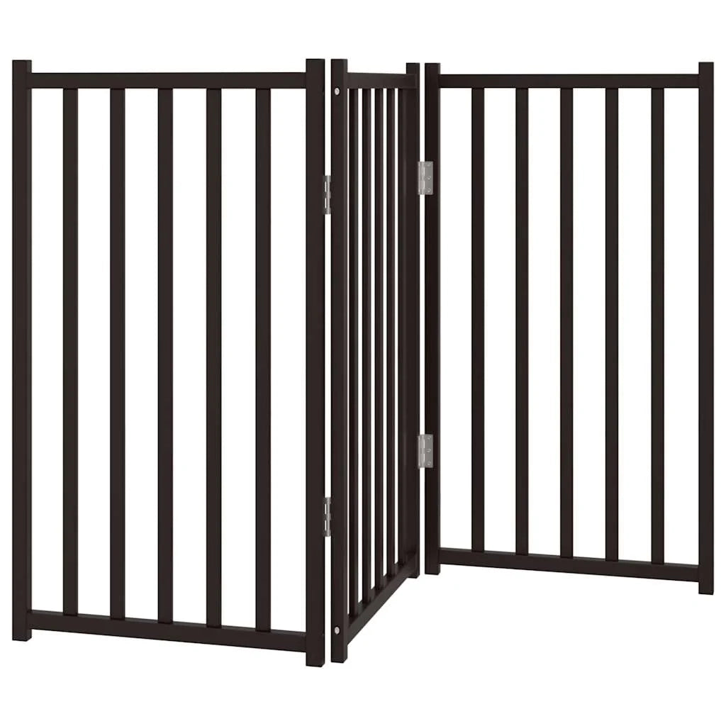 Cancelletto di sicurezza pieghevole per cani a 3 pannelli 150 cm in legno massello di abete nero 02_0023083