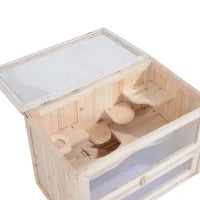 Pawhut Gabbia per Criceti e Piccoli Roditori in Legno di Abete 60x35x42cm
