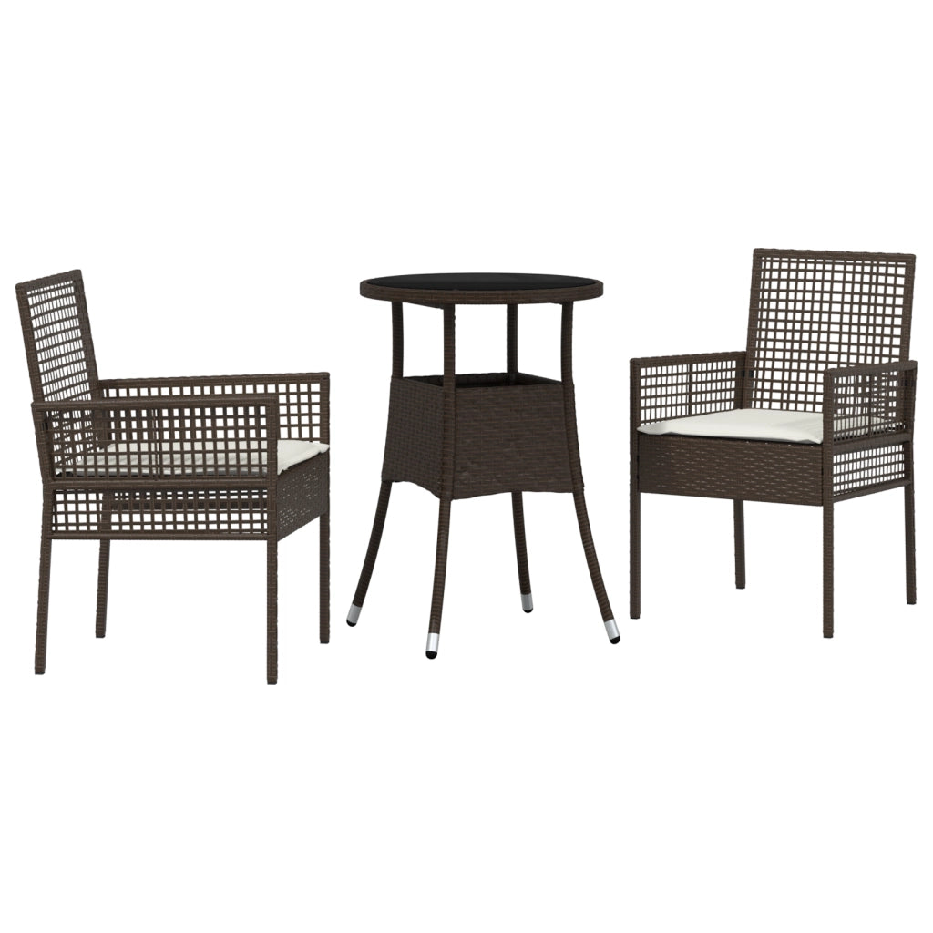 Set da Pranzo da Giardino 3 Pezzi Marrone in Rattan Polietilene