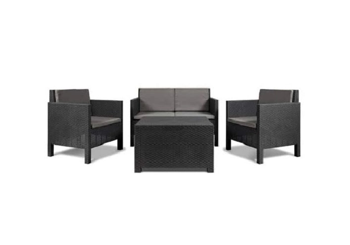 Set Salotto da Giardino in Resina Divano Poltrone Tavolino Olimpia Antracite