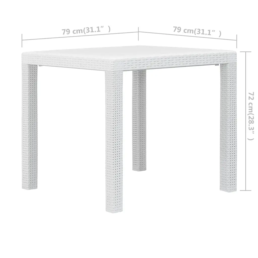 Tavolo da Giardino Bianco 79x79x72 cm in Plastica Stile Rattan 45601