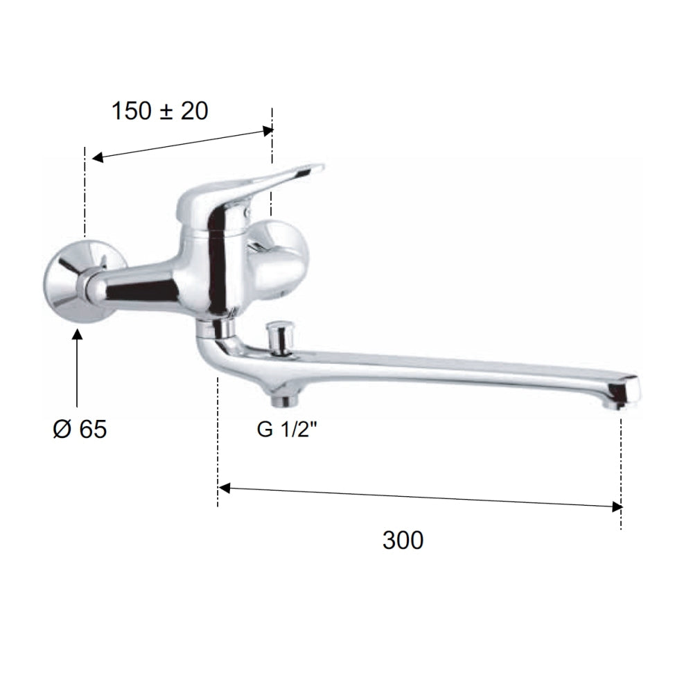 Rubinetto lavabo/vasca con bocca fusa e deviatore serie kiss