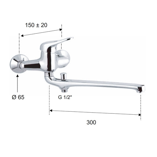 Rubinetto lavabo/vasca con bocca fusa e deviatore serie kiss