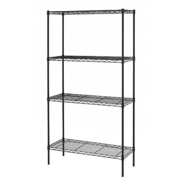 SCAFFALE A FILO 5 RIPIANI ACCIAIO VERNICIATO NERO 35X61X180H CM