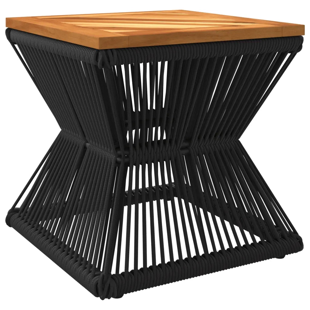 Tavolino Base in Filo Metallico Nero 38x38x38cm Massello Acacia 365636