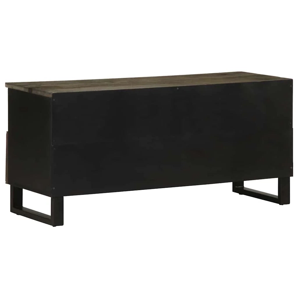 Mobile porta TV nero con ampio spazio di archiviazione per il soggiorno 100 x 33 x 46 cm in legno massello di mango 02_0057731