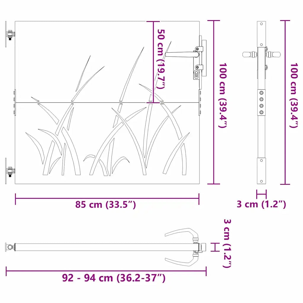 vidaXL Cancello da giardino con blocco Nero 105 x 100 cm