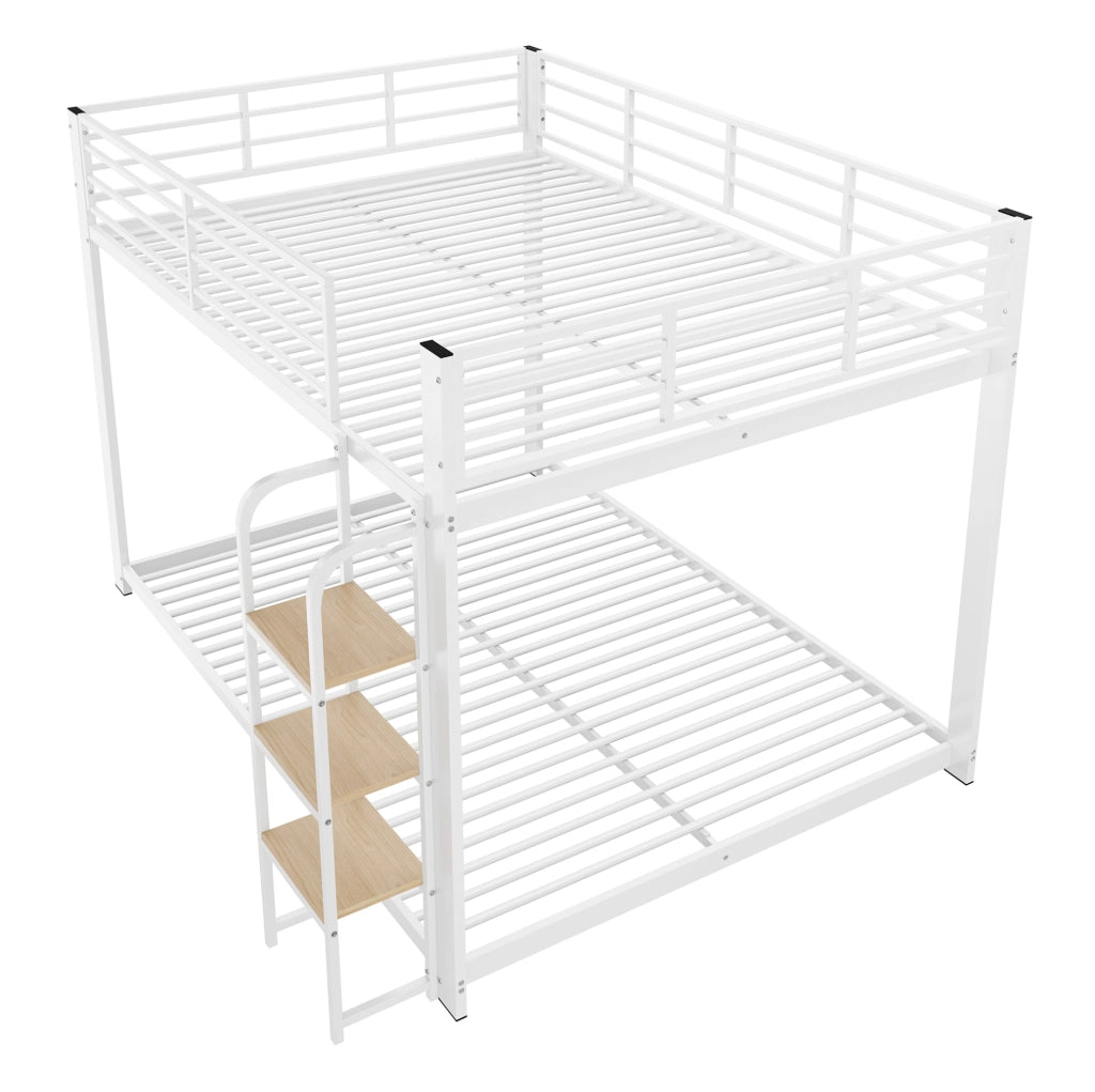 Letto a castello bianco 140 x 200 cm con scala a gradini
