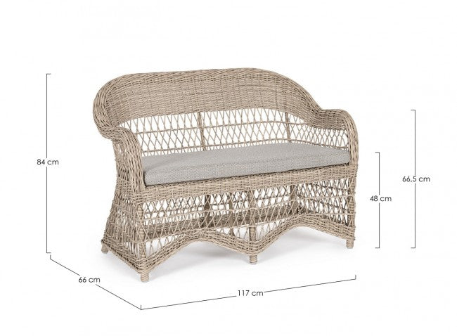 Divano 2 Posti 117x66x84h cm con Cuscini Jupiter New