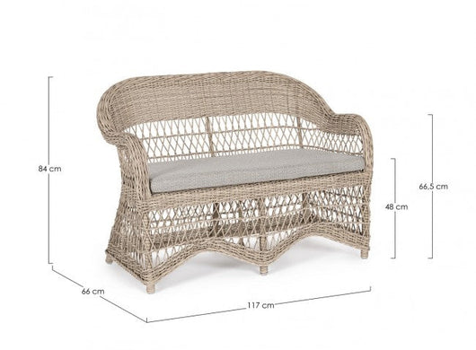 Divano 2 Posti 117x66x84h cm con Cuscini Jupiter New