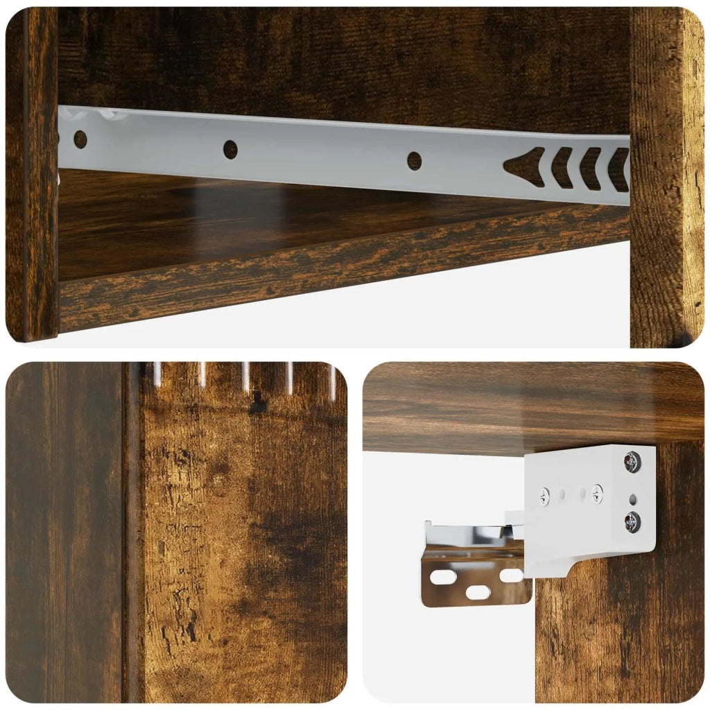 Tavolino da Parete Laterale Rovere Fumo 59 x 34,5 x 17 cm