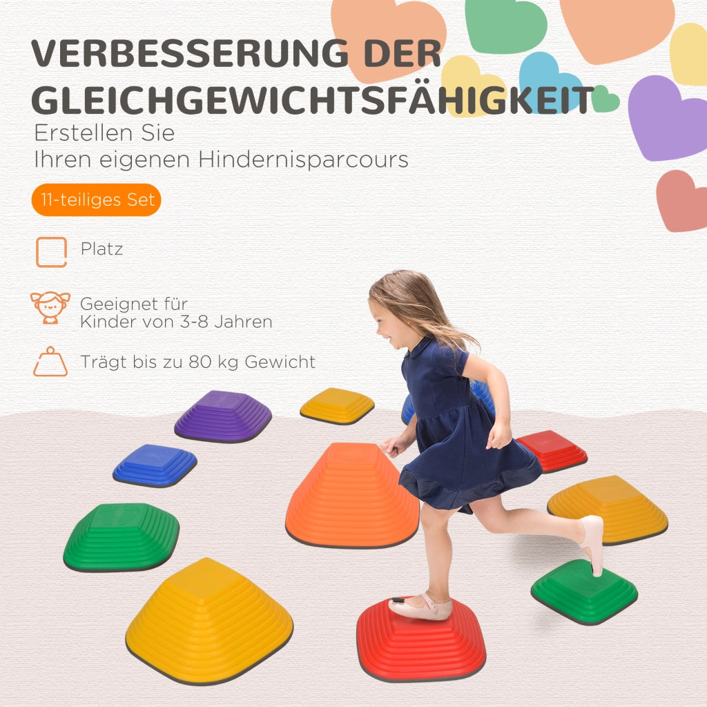 Blocchi di equilibrio per bambini, 11 pezzi, antiscivolo ¨C zephmum ¨C multicolore, plastica, 29x24x6 cm