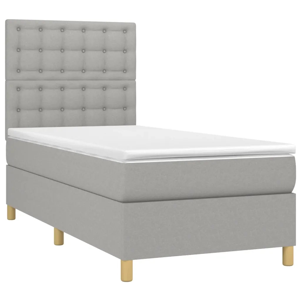 Letto a Molle Materasso e LED Grigio Chiaro 100x200 cm Tessuto 3135733