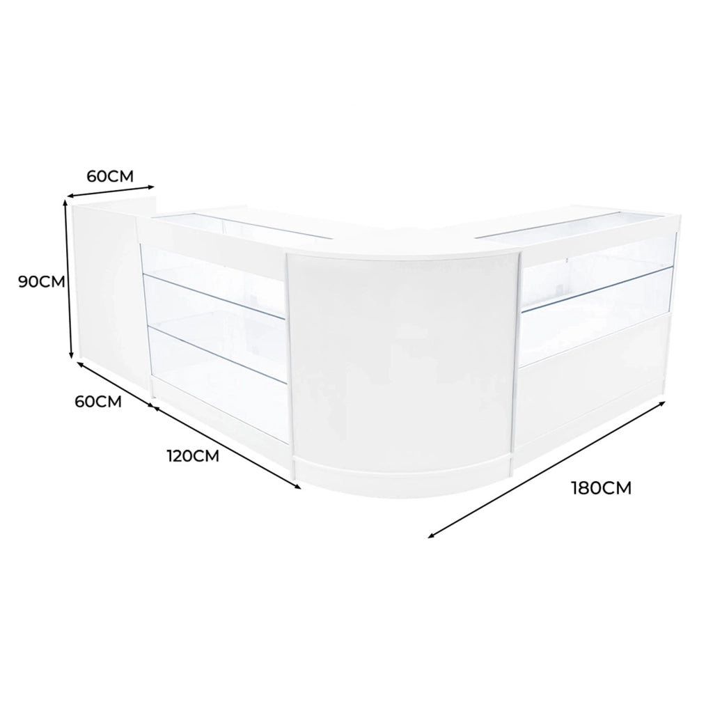 Set Banconi Bianco Vega LED K1200 C1200 CM60 TB60 con Serratura e Vetrina