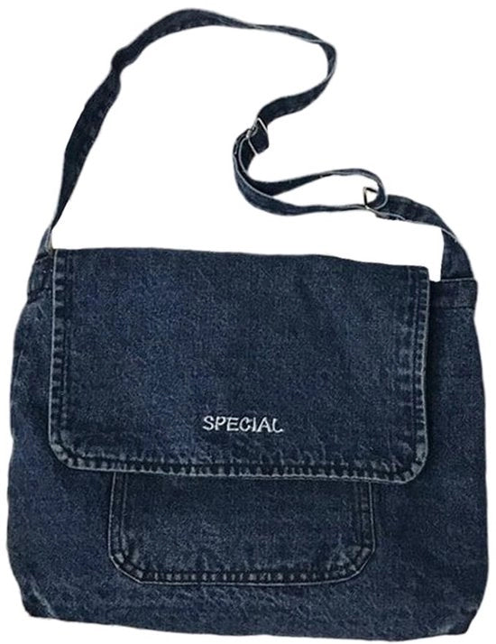 Borsa a Spalla per Donne - Borsa Grande - Tela in Denim Blu Scuro - Borsa per Donne - Ideale per l'Uso Giornaliero - Adatta per Scuola e Lavoro