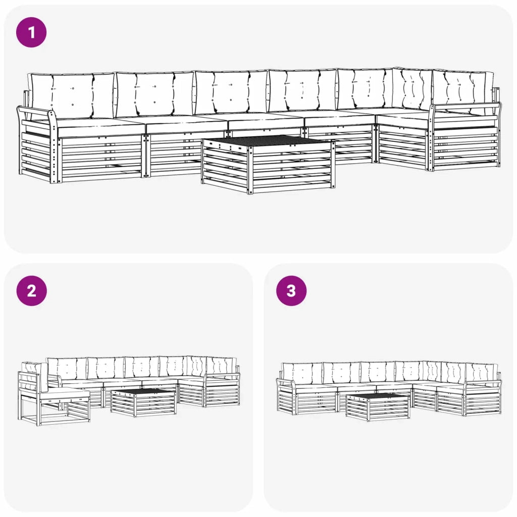Set di divani da esterno 7 pcs Grigio Naturale e Chiaro 3373581