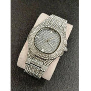 Trade Shop - Orologio Polso Zcc Uomo Donna Quarzo Acciaio Moda Brillantini Silver -
