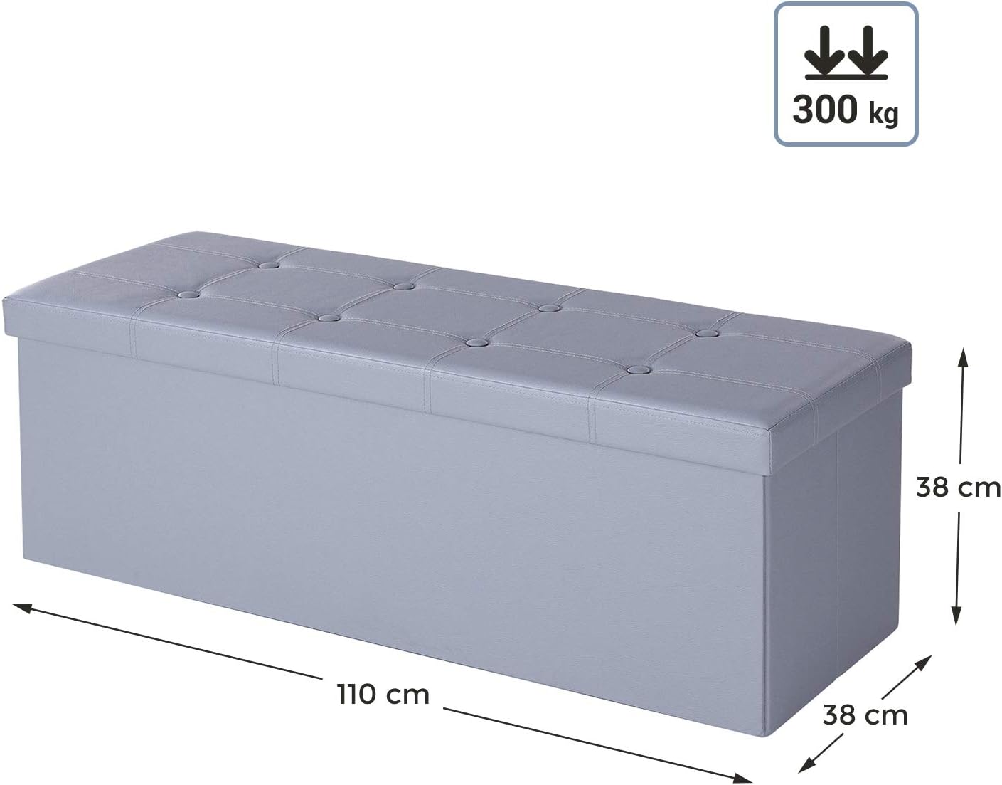 Valora POUF Pouf contenitore grigio chiaro in MDF per camera da letto