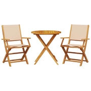 Set da Bistrot 3pz | Set Salotto da Giardino Beige in Tessuto e Legno Massello