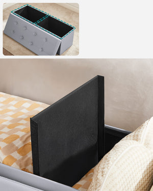 Valora POUF Pouf contenitore grigio chiaro in MDF per camera da letto