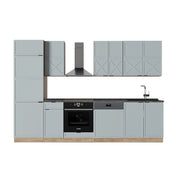 Cucina componibile Fame-Line Blu-grigio chiaro/Rovere dorato 300 cm, PL Antracite Vicco